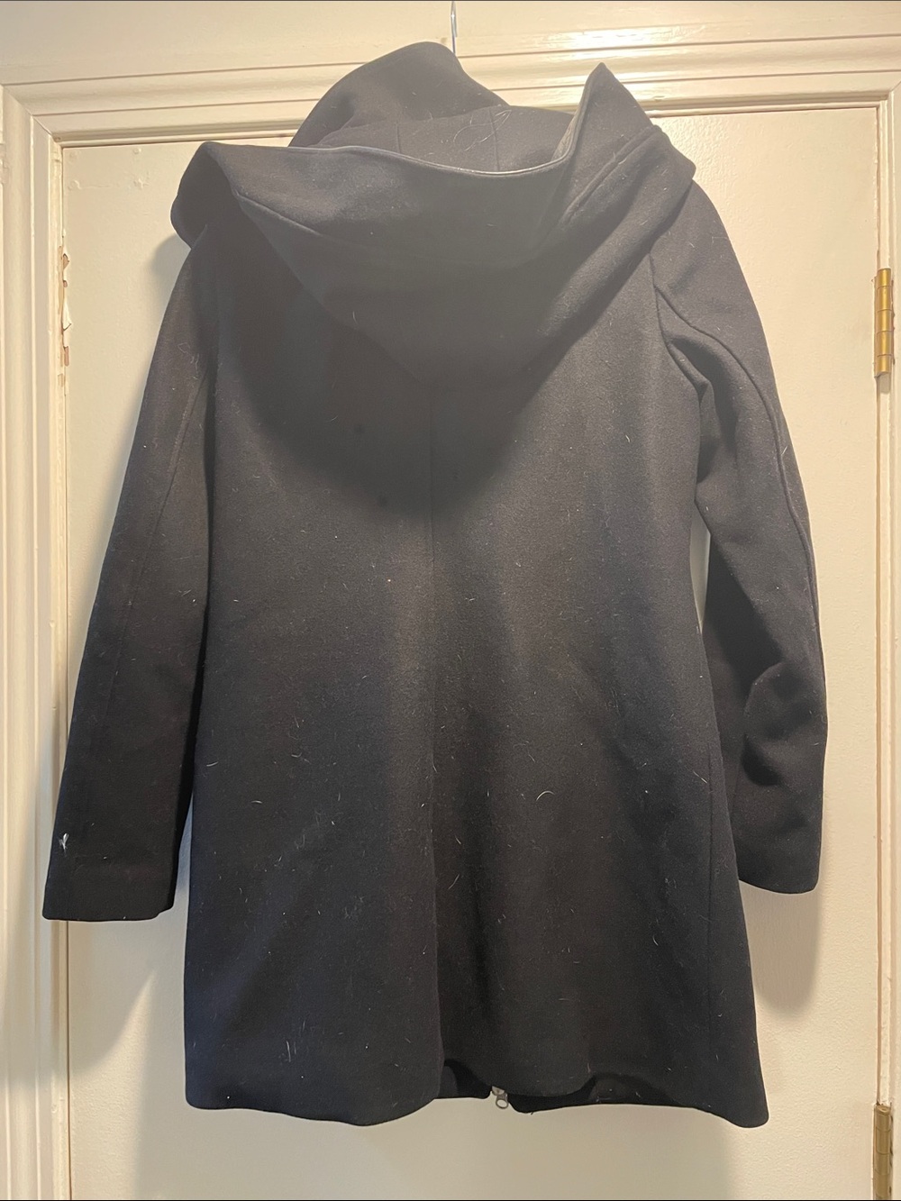 Mackage Montreal Black Hooded Wool Cashmere Leather Trim Coat - Picture 6 of 16
